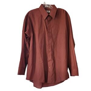 Pierre Cardin Men's Button Down Long Sleeve Rust Shirt Large
